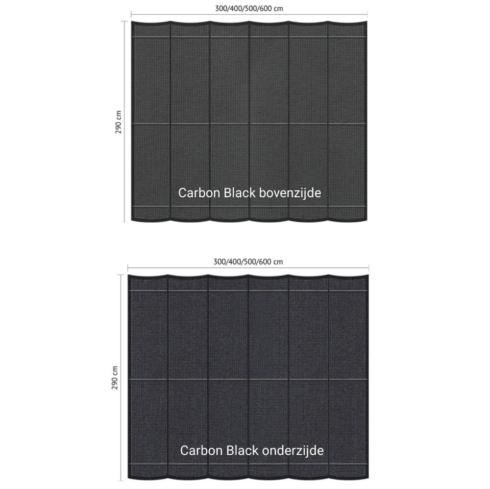Harmonicadoek 2.9x5m waterdoorlatend Carbon Black