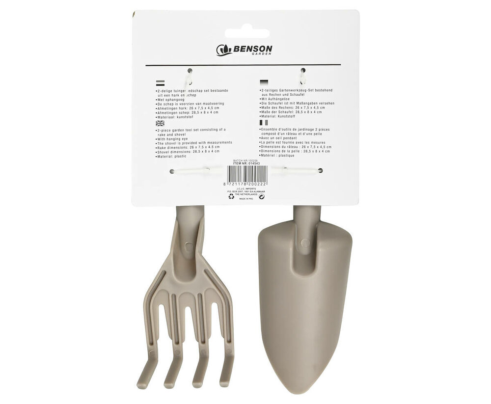 Benson tuingereedschap set &ndash; hark en schep&ndash; beige &ndash; 2-delig