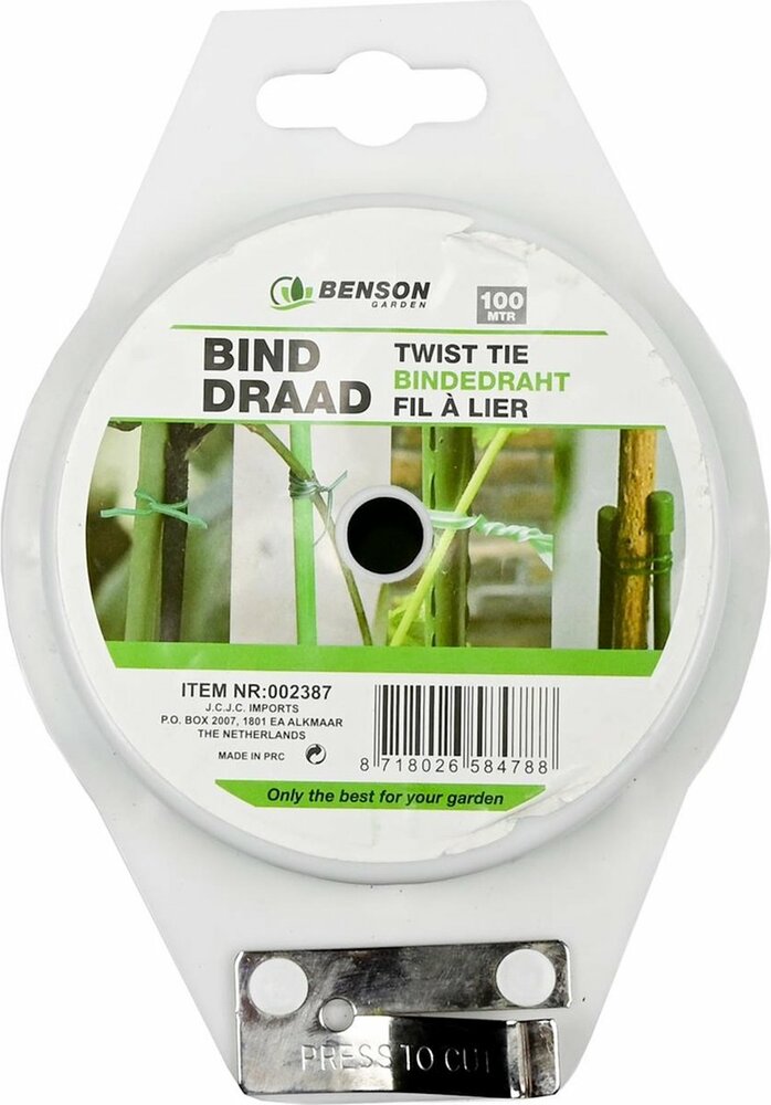 Benson - binddraad Groen - 100m &ndash; Geplastificeerd &ndash; Tuindraad