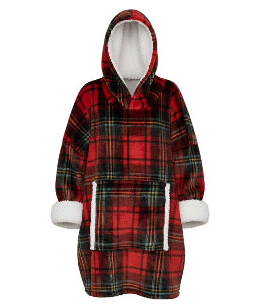 Snuggle Hoodie rood groen geblokt voor dames en heren