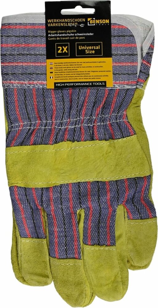benson werkhandschoenen varkensleder maat 10 xl geel