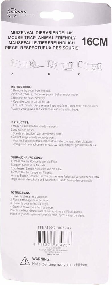 benson diervriendelijke muizenval voor binnen 