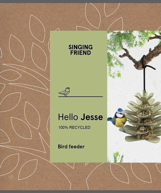 Singing Friend Jesse voedersilo dennenappel groen-grijs