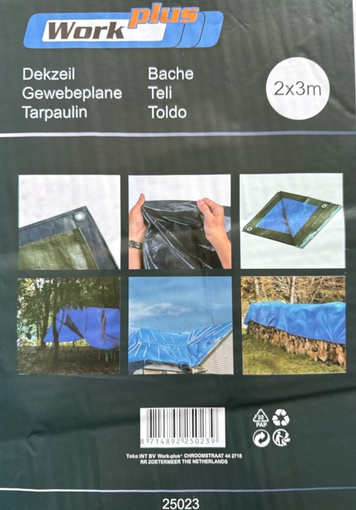 Afdekzeil blauw met metalen ogen - diverse maten - vanaf &euro; 5,95 p/st