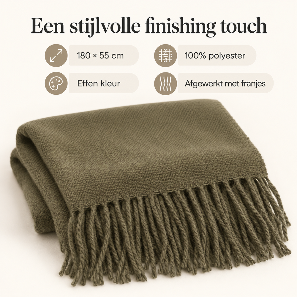 Dames sjaal met franjes &ndash; 180 &times; 55 cm &ndash; groen