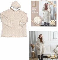 Snuggle hoodie met gebreid kabel patroon creme