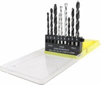 Borenset 9-delig combi | hout-, metaal- en steenboor &Oslash; 5-8mm