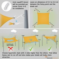 Zonnedoek 4x4m vierkant waterdoorlatend Mystic Grey