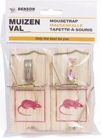 Houten muizenvallen | set van 2 | 10 x 5 x 1 cm 