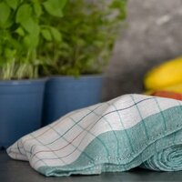 Theedoek geblokt geel