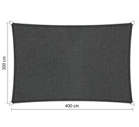 OUTLET schaduwdoek 3x4m rechthoek waterdoorlatend Carbon Black