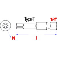 Bits 1/4 CrV | Tx40x50mm | 5 stuks
