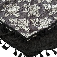Sjaal 150 cm &ndash; driehoek -twee lagen (zwart wit bewerkt &amp; zwart effen)