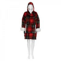 Snuggle hoodie rood-groen geblokt &ndash; gevoerd met capuchon