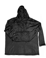 Snuggle Hoodie Dames &ndash; Zwarte Oversized Fleece Hoodie met Bladprint