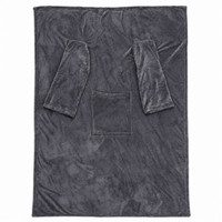 Deken met mouwen en vak voor kruik &ndash; grijs &ndash; 135 &times; 172 cm