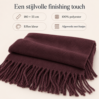 Dames sjaal met franjes &ndash; 180 &times; 55 cm &ndash; bruin