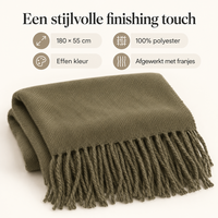 Dames sjaal met franjes &ndash; 180 &times; 55 cm &ndash; groen