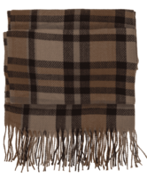 Geruite dames sjaal met franjes &ndash; 180 &times; 70 cm &ndash; bruin lichtbruin