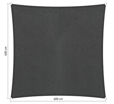 Premium schaduwdoek 5x5m vierkant waterdoorlatend Carbon Black