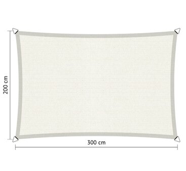 Premium schaduwdoek 2x3m rechthoek waterdoorlatend Artic White