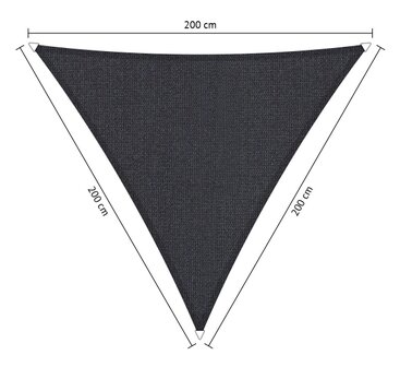 Premium schaduwdoek 2x2x2m driehoek waterdoorlatend Carbon Black