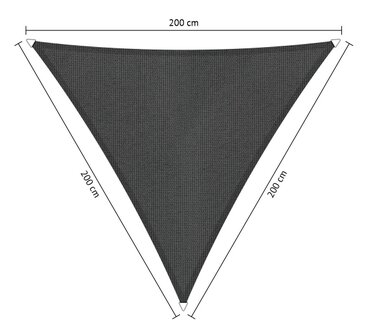 Premium schaduwdoek 2x2x2m driehoek waterdoorlatend Carbon Black