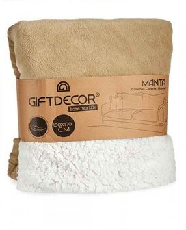 Plaid met teddymateriaal beige 130x170cm