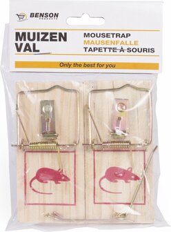 Houten muizenvallen | set van 2 | 10 x 5 x 1 cm 