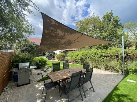 Premium schaduwdoek 3x3x3m driehoek waterafstotend Brazilian sand
