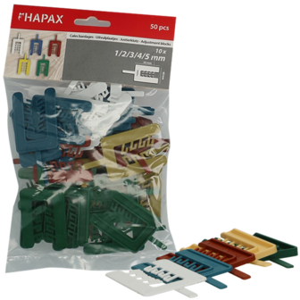 HAPAX uitvulplaatjes | 1/2/3/4/5mm gemengd| zak 50 stuks