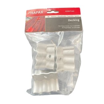 HAPAX afstandhouder voor vlonderplanken  4/5/6/7mm - zakje 3 stuks