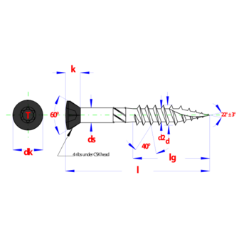 Potdekselschroeven zwart 4x60mm Tx15 | RVS C2 410 | 100 st.