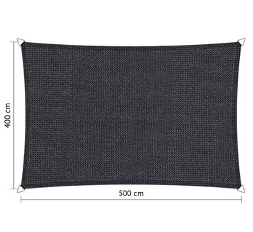 OUTLET Premium schaduwdoek 4x5m rechthoek waterdoorlatend Carbon Black
