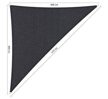 OUTLET Premium schaduwdoek 4x4x5.7m driehoek waterdoorlatend Carbon Black