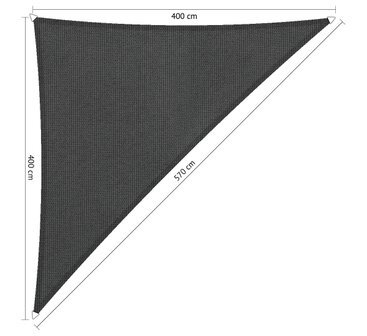 OUTLET Premium schaduwdoek 4x4x5.7m driehoek waterdoorlatend Carbon Black