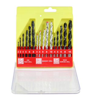 Borenset 16-delig combi | hout-, metaal- en steenboor &Oslash; 2-10mm