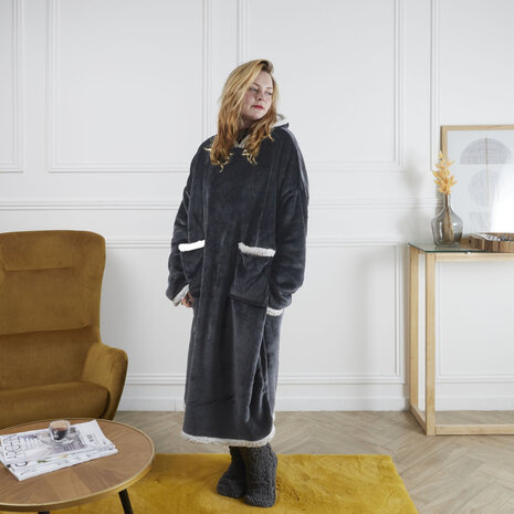 Snuggle hoody extra lang met sherpa voering