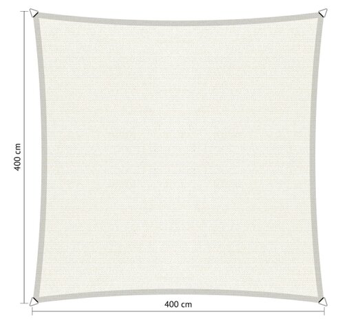 Premium schaduwdoek 4x4m vierkant waterdoorlatend Artic White