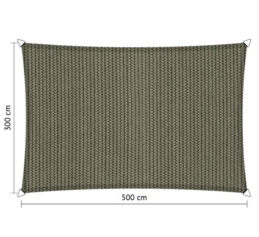 Premium schaduwdoek 3x5m rechthoek waterdoorlatend Desert Storm