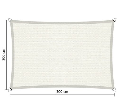 Premium schaduwdoek 2x3m rechthoek waterdoorlatend Artic White