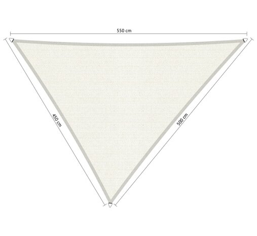 Premium schaduwdoek 4.5x5x5.5m driehoek waterdoorlatend Artic White