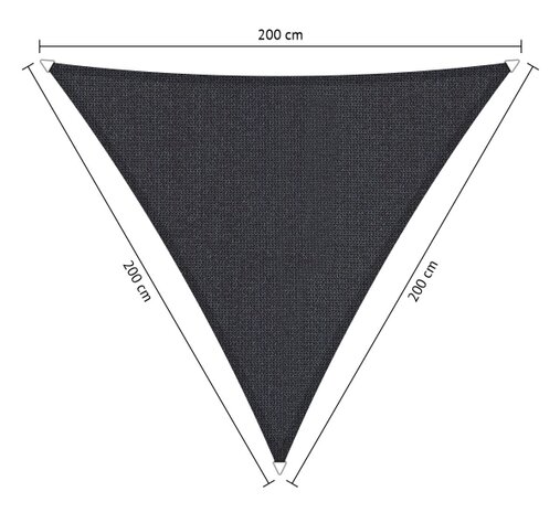 Premium schaduwdoek 2x2x2m driehoek waterdoorlatend Carbon Black
