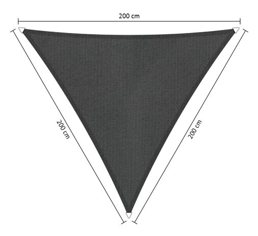 Premium schaduwdoek 2x2x2m driehoek waterdoorlatend Carbon Black