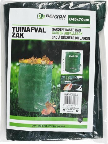 Benson Garden tuinafvalzak 110 liter | herbruikbaar | extra sterk | met handvaten, support rings en waterafstotend materiaal