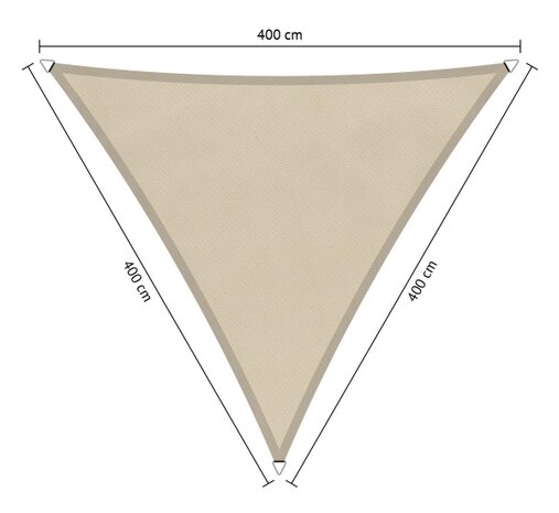 Premium schaduwdoek 4x4x4m driehoek waterafstotend Brazilian Sand