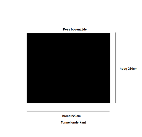 Mesh doek breed 220cm x hoog 230cm  met pees