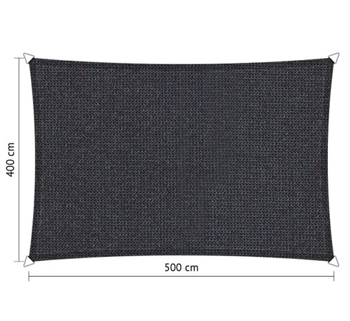 OUTLET Premium schaduwdoek 4x5m rechthoek waterdoorlatend Carbon Black