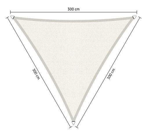 OUTLET schaduwdoek 3x3x3m driehoek waterdoorlatend Artic White