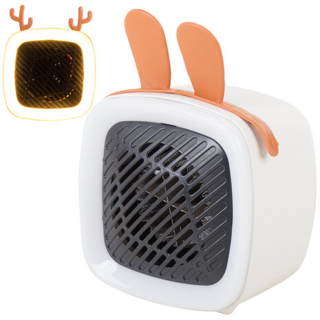 Mini heater met led verlichting en decoratie oortjes roze